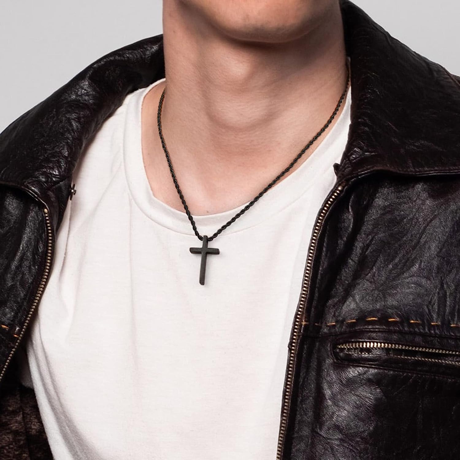 Euphrates Men's Stainless Steel Cross Pendant Necklace photo 6