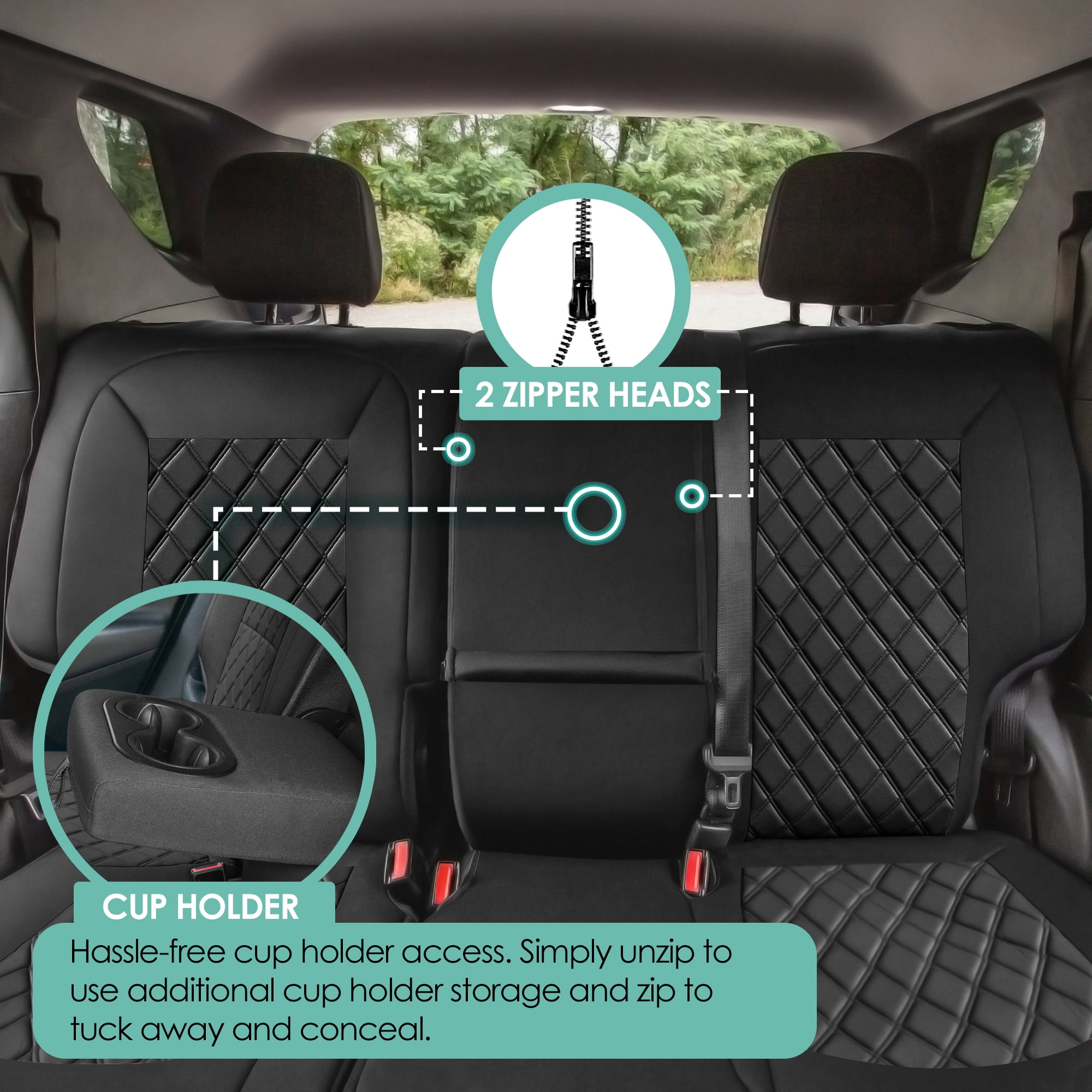 For Chevrolet Equinox 2018-2023 FH Group Neoprene Waterproof Custom Fit Car Seat Covers - Black Rear Set