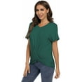 thumbnail image 2 of MURMUREY Women's V Neck Tops Summer Short Ruffled Sleeve Drawstring Casual T-Shirts Blouses, 2 of 6