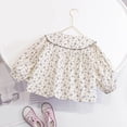 thumbnail image 5 of Toddler Baby Girl Floral Dress Long Sleeve Lace Lapel Casual Outfit Dresses 18M-6T, 5 of 6