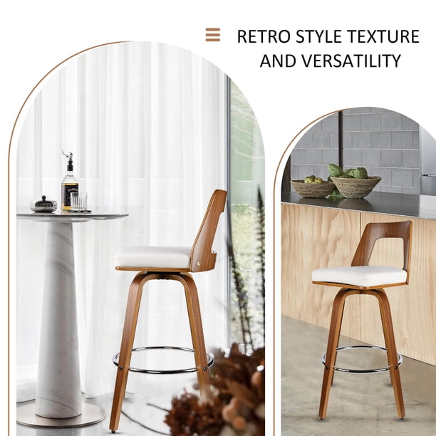 Tabourets de bar à hauteur de comptoir pour îlot de cuisine, tabouret de bar vintage marron avec dossier, chaise en tissu rembourré en cuir synthétique, hauteur assise de 65 cm Tabourets de bar à hauteur de comptoir pour îlot de cuisine, tabouret de bar vintage marron avec dossier, chaise en tissu rembourré en cuir synthétique, hauteur assise de 65 cm