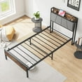 thumbnail image 5 of Twin Size Bed Frame with Storage Headboard & Charging Station, Stable & Easy Assembly, 5 of 11