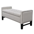 thumbnail image 3 of Mathias Cream White Linen Storage Bench - Button Tufted, Silver Nailhead Trim, Multi Position, 3 of 8