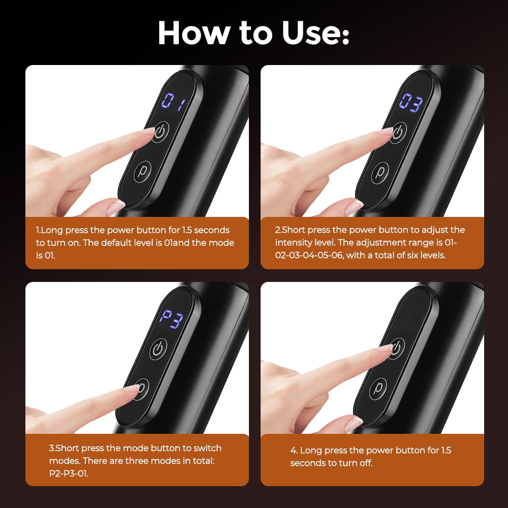 Flaremore Body Massager Muscle Massage Gun.Electric Fascia Gun with Extended Handle, 3 Modes, 6 Intensity Levels, LCD Display, Auto Shutoff, Electric Quiet Portable Massaging Gun with 4 Massage Heads