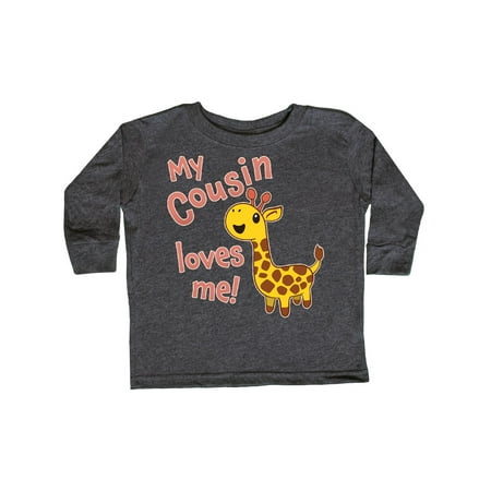

Inktastic My Cousin Loves me- cute giraffe Gift Toddler Boy or Toddler Girl Long Sleeve T-Shirt