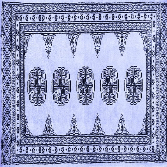 Ahgly Company Machine Washable Indoor Square Persian Blue Traditional Area Rugs, 5' Square