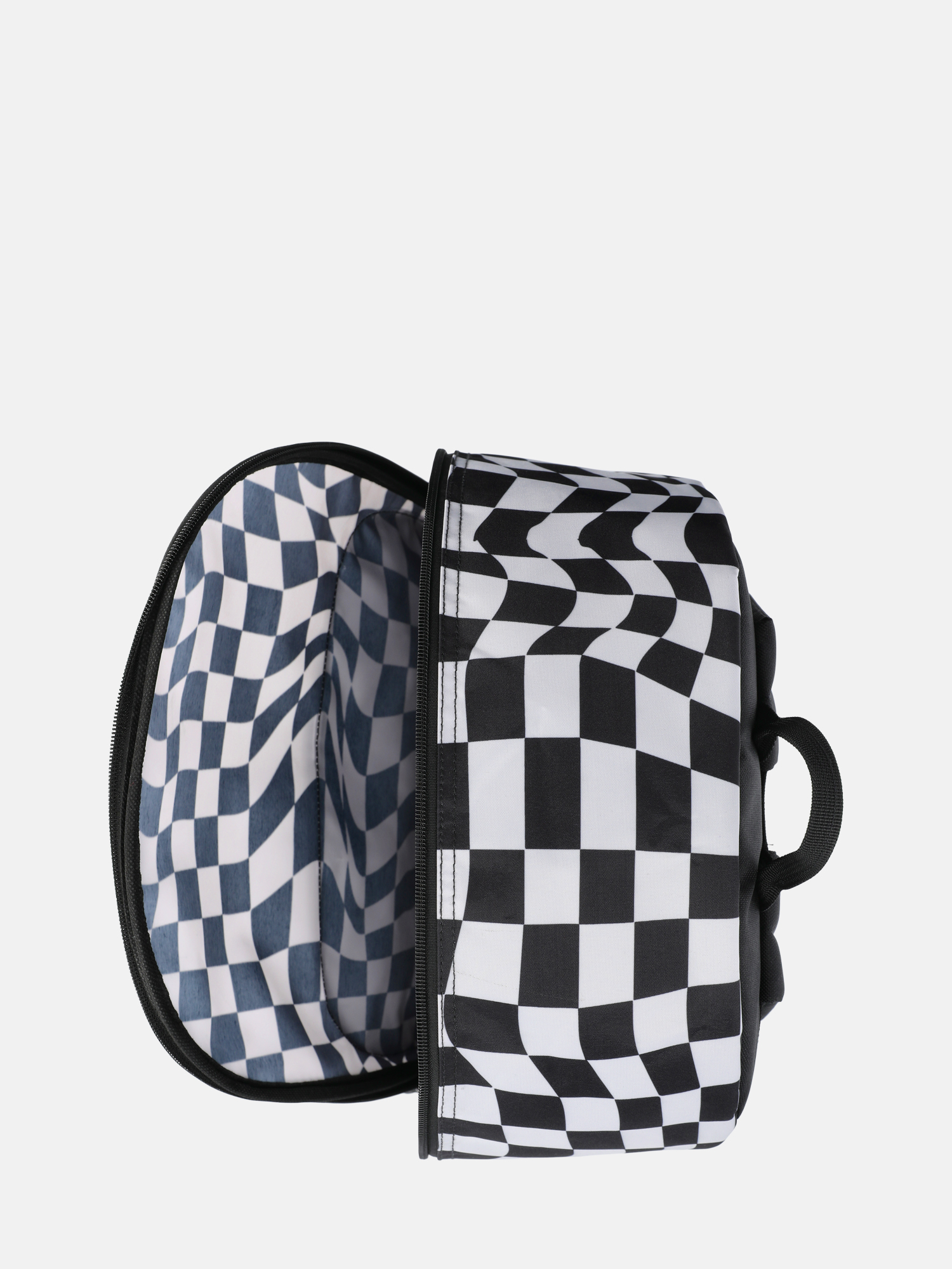 Mochila infantil de 17" con estampado de cuadros ópticos, blanco y negro 4