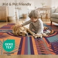 thumbnail image 4 of ODIKA 4'x6' Washable Area Rug Mid Century Modern Striped Circular Tropical Sunset Graphics for Dorm Room, Small Living Stain Resistant Low Profile, Easy Care, 4 of 7