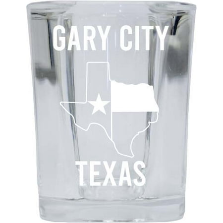 

Gary City Texas Souvenir Laser Etched 2 Ounce Square Shot Glass Texas State Flag Design