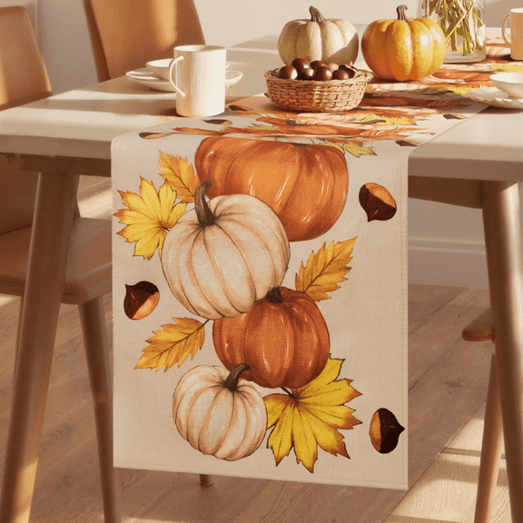 Advgears Fall Table Runner, Pumpkin Fall Decor for Home Kitchen Dining Party, Thanksgiving Decorations, 13 x 72 inch