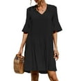 thumbnail image 3 of Capreze Women Sundress Swing T Shirt Dress Tunic Short Mini Dresses Loose T-shirt Black M, 3 of 3