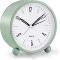 thumbnail image 1 of Reloj despertador analógico, reloj pequeño súper silencioso sin tictac de 4 pulgadas con luz nocturna, funciona con pilas, diseño simple, para dormitorio, mesita de noche, escritorio, verde - kaili Sencillez, 1 of 3
