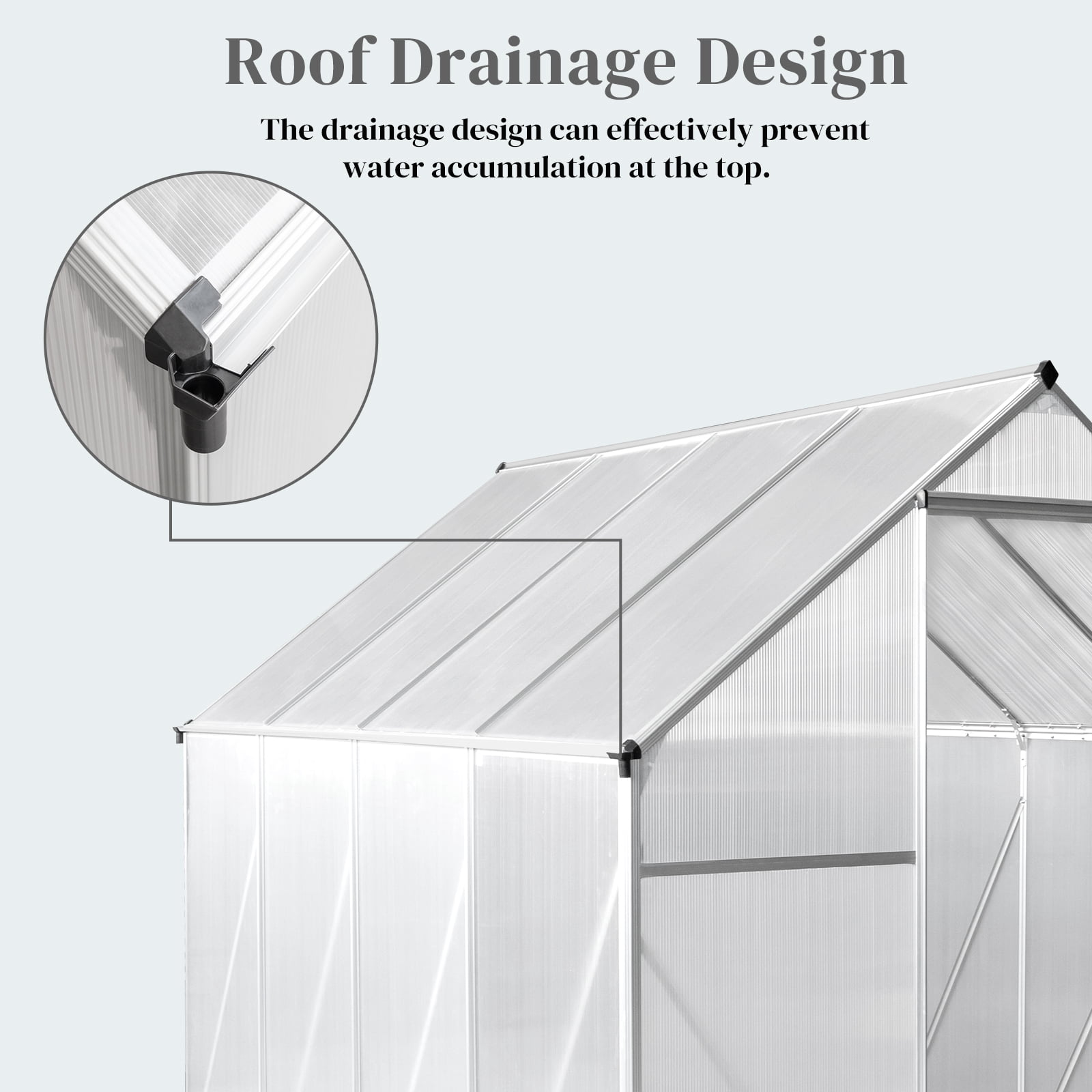 UBesGoo Greenhouse 6x8ft Hybrid Polycarbonate for Garden Silver