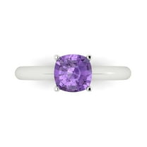 1.5 ct Cushion Cut Simulated Alexandrite Solitaire 18K White Gold Womens Engagement Ring