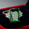 thumbnail image 5 of EOEMY 5Ct Square Cut Green Zircon Ring Band 925 Silver Women'S Wedding Ring Size 6-10, 5 of 5