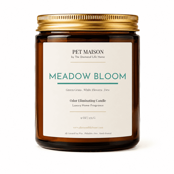 The Diamond Life Home Meadow Bloom Odor Eliminator Pet Deodorizing Candle, Fresh Scent, 9 oz Jar