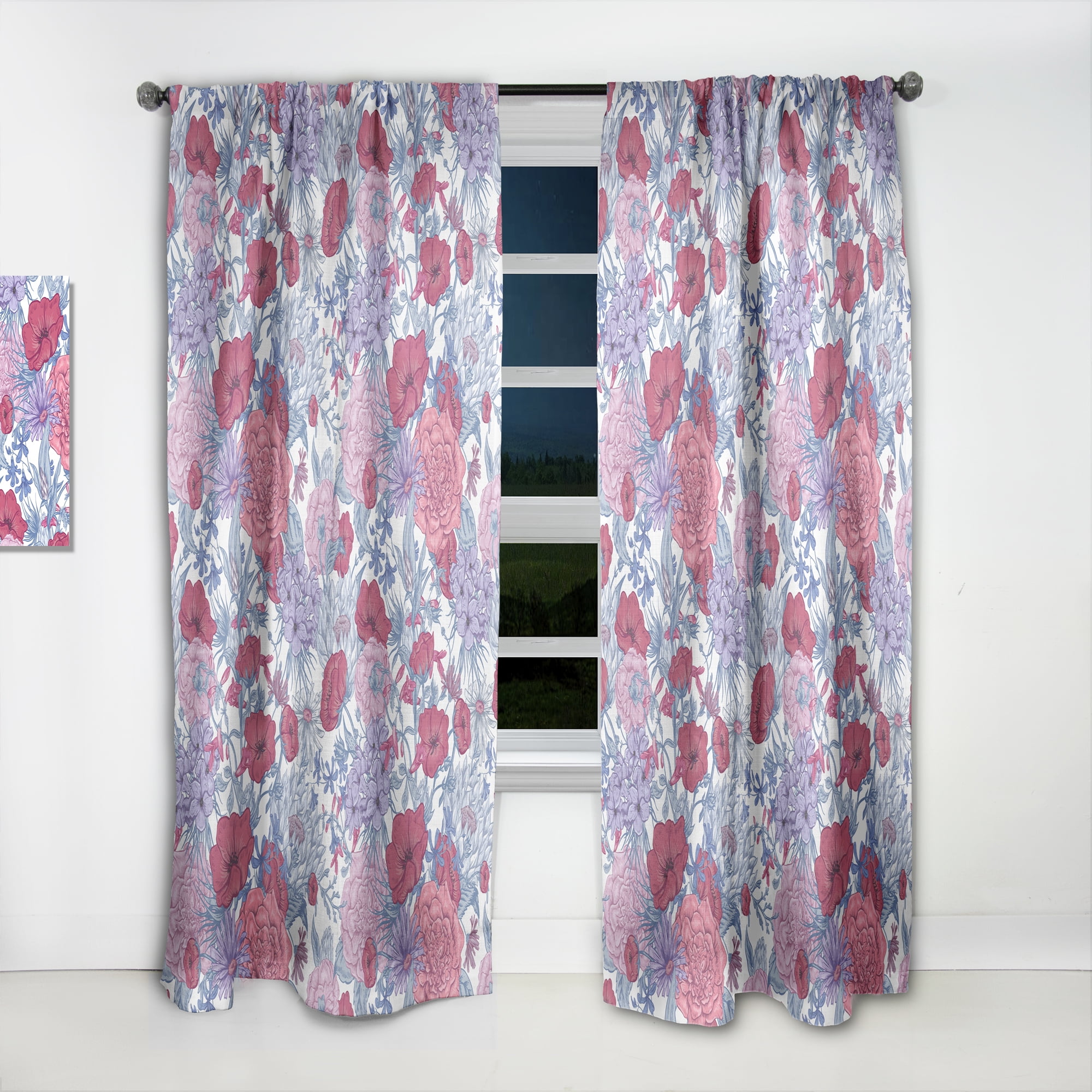 Designart 'Blossom Pink XX' Eclectic Curtain Panel