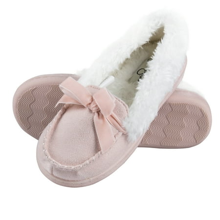 

Jessica Simpson Girls Micro Suede Moccasin Indoor Outdoor Slipper Shoe (Pink Size Medium (13-1))