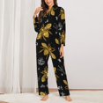 thumbnail image 2 of Fotbe Hohey Bee Golden Embroidery Conjunto de Pijama de Manga Larga para Mujer con Estampado, Ropa de Dormir de 2 Piezas, Conjunto de Casa Suave y Cómodo con Bolsillos-X-Large, 2 of 7