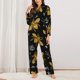 thumbnail image 2 of Balery Hohey Bee Golden Embroidery Conjunto de Pijama con Estampado para Mujer, Conjunto de Dos Piezas con Manga Larga, Ropa de Dormir Suave con Bolsillos, Pijamas Cómodos-Large, 2 of 7