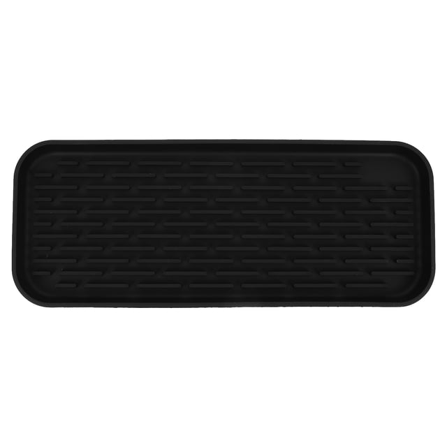Miangastore Silicone Drying Mat for Countertops Black 1Set 12X4.7X0.7In