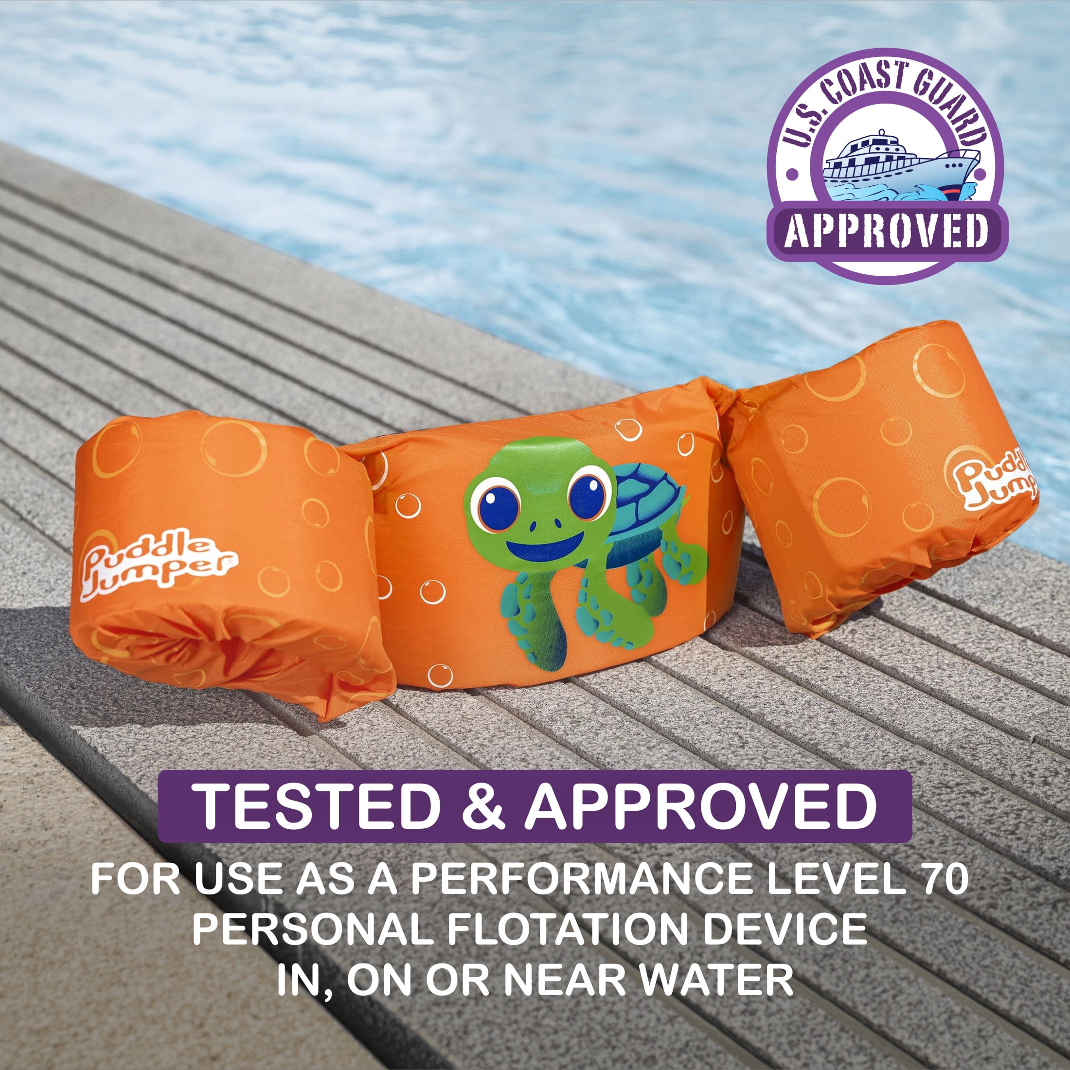 Puddle Jumper Fabric Kids Swim Flotation Vest with Armbands, Unisex 33-55lbs (15-25kg) Weight Capacity