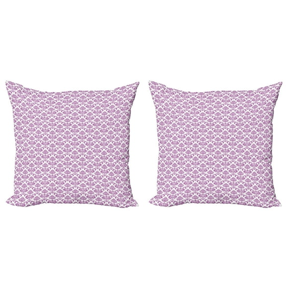 Ambesonne Victorian Throw Pillow Cover 2 Pack, Floral Lavender Bloom, 16", Fuchsia