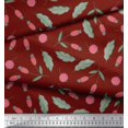thumbnail image 2 of Soimoi Red Cotton Poplin Fabric Red Berries Fruits Decor Fabric Printed Yard 42 Inch Wide, 2 of 3