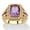 Yellow Gold-Plated Brass, variant on 3.86 TCW Genuine Purple Amethyst and CZ 14k Gold-plated Silver Halo Ring