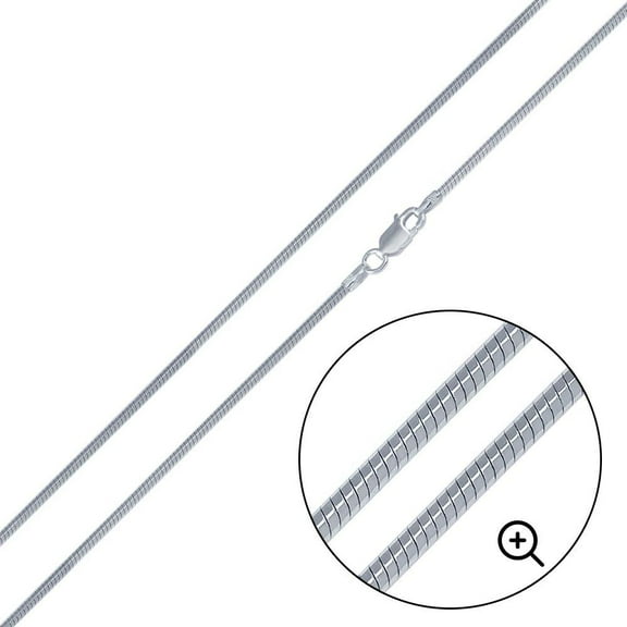 Sterling Silver 925 High Polished 8 Sided DC Snake 020 Chain 0.8mm Italy 16" Jewelry Female Unisex