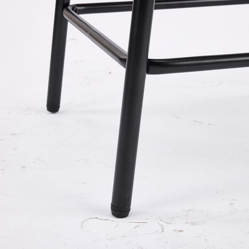 3-Piece 24-Inch Tufted Faux Leather Saddle Counter Stools with Metal Legs, Black Brown
