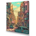 thumbnail image 2 of Designart "Orange And Pink Streetside Pause" City Art Deco Canvas Wall Art, 2 of 5