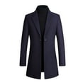 thumbnail image 1 of Chaqueta de abrigo de hombre con solapa de botón de tela de lana de color sólido de lana Pompotops  oipoqjl12925, 1 of 6