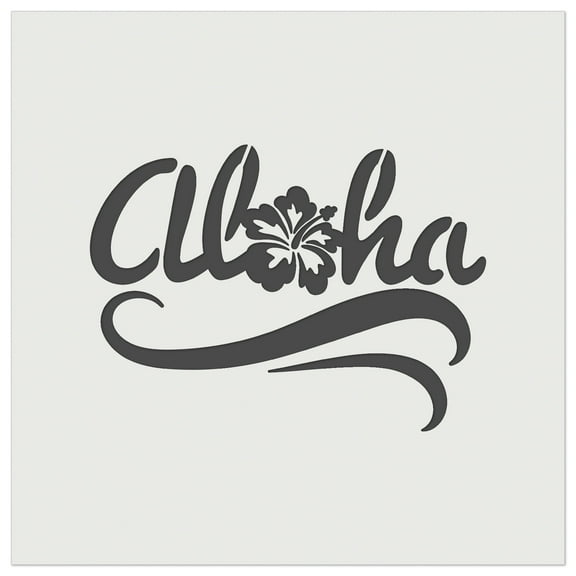 Aloha with Hibiscus Flower Hawaii DIY Cookie Wall Craft Stencil - 5.5 Inch