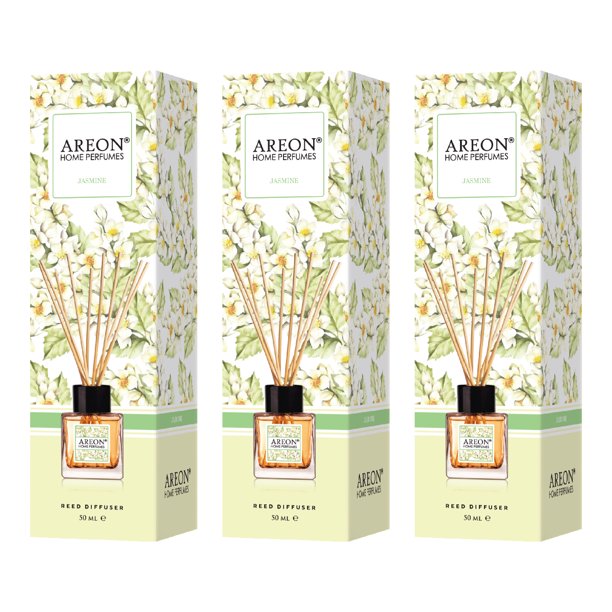 Difusor Aromático AREON Home Perfumes Jasmine con Varillas 50 ml para Hogar y Oficina 3 PACK