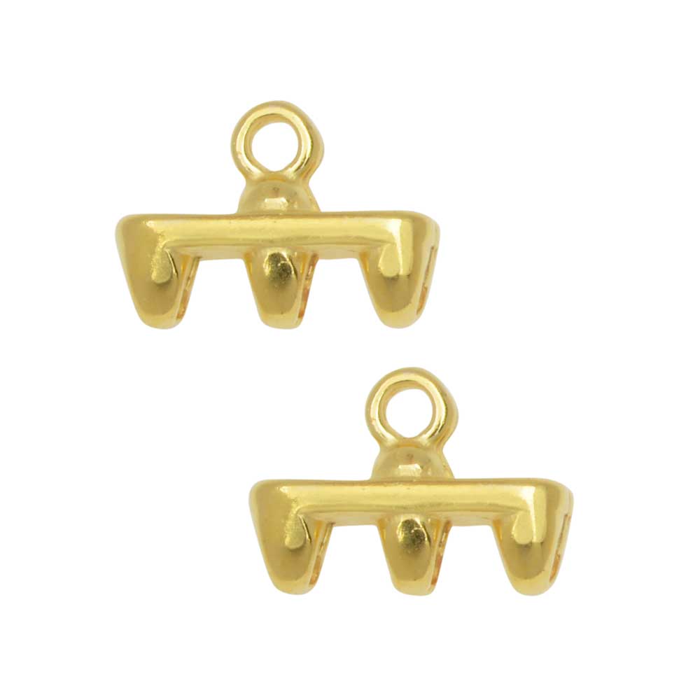 Cymbal Bead Endings fit Superduo Beads, Rozos III, 8mm, 2 Pcs, 24kt Gold Plated - image 1 of 2
