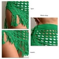 thumbnail image 4 of Falda de punto de red con borlas, falda de punto hueca dividida con cordones para mujer, color verde playa M, 4 of 5