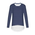 thumbnail image 5 of ATOGUTA Girls Halloween Shirt Kids Casual Striped Tunic Tops Lace Long Sleeve Loose Soft Blouse Size 4T-15, Navy, 5 of 6