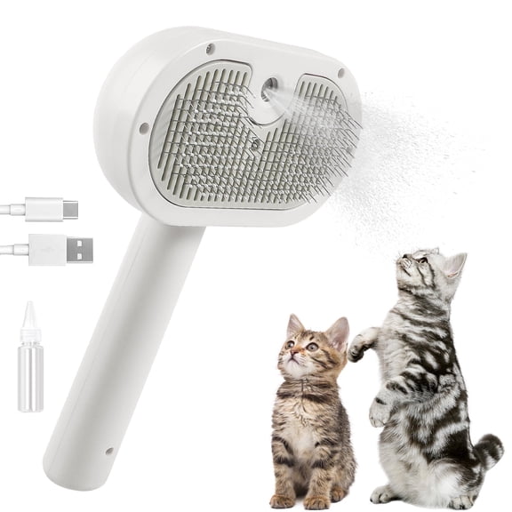 CyperGlory Cat Steam Brush,3-in-1 Self-Cleaning Pet Steam Brush for Cats and Dogs,Pet Steam Brush for Dog Shedding,Massage,Cleaning and Combing