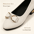 thumbnail image 6 of XUNKUSGA Flats Shoes Women Dressy Comfortable Suede Pointed Toe Wedding Shoes Classic Pumps Shoes Fashion Bowknot Slip On Shoes Women Lightweight Flat Low-Heel Dress Shoes for Women Beige, 6 of 8