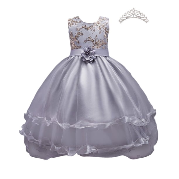 Vestido de cola para niños 2023 fiesta de cumpleaños niños vestido de princesa de flores para niñas boda carnaval ropa vestido de noche 8-9T (etiqueta 150) Gao Jinjia LED