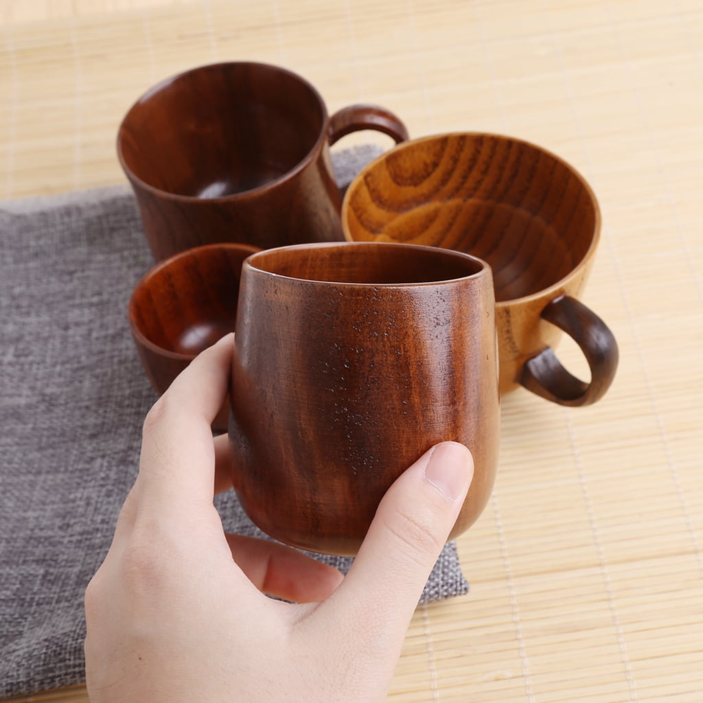 1pc Wooden Cup Primitive Handmade Natural Wood Coffee Tea Beer Juice Milk  Mug