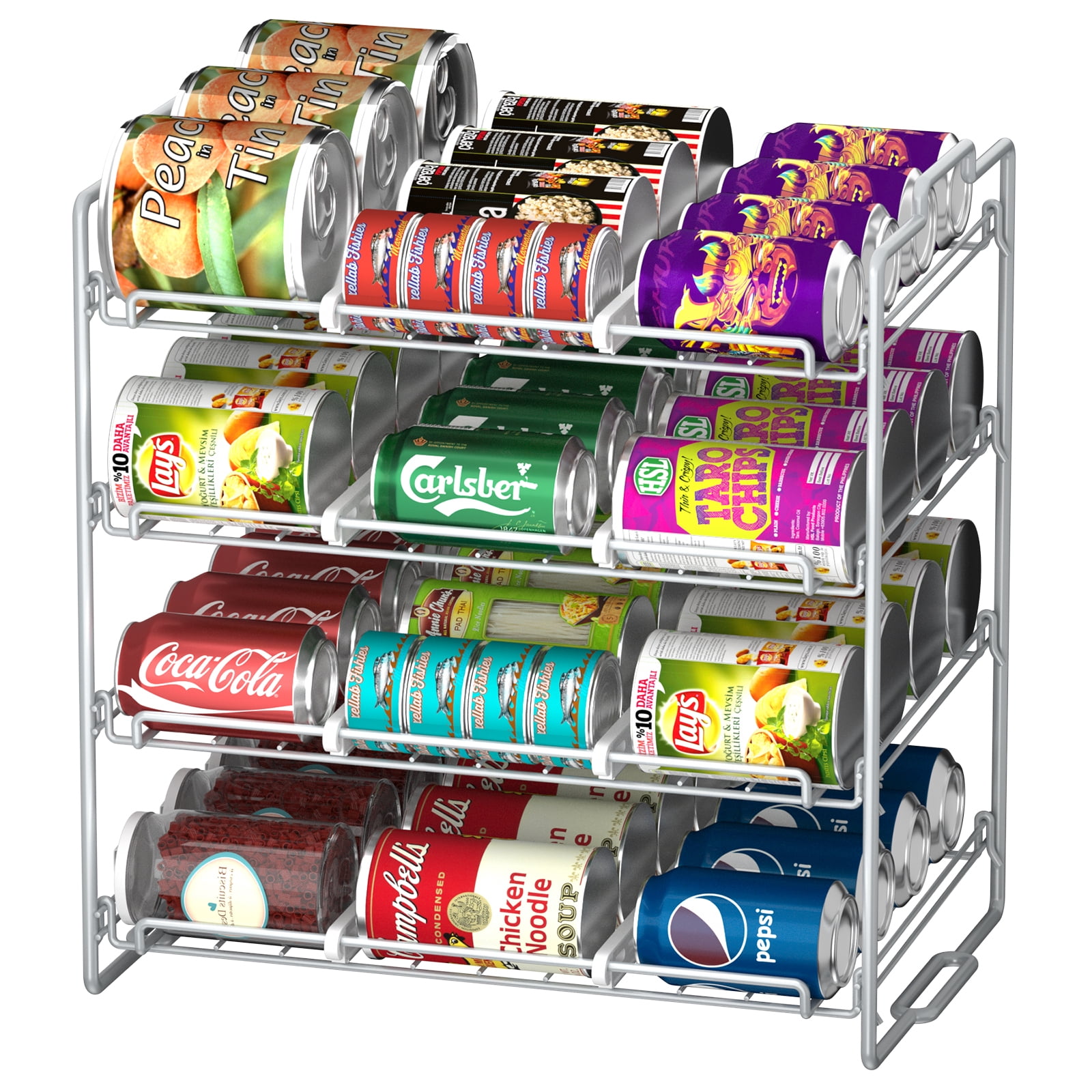 4 Tiers Stackable Can Rack Organizer, Wearresistant Upgrade Beverage Food Can Dispenser Holder