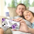 thumbnail image 2 of Feishell for iPhone 14 Case, [Raised Lip Screen Drop Protection] Marble Shockproof Protective Slim Glossy Stylish TPU Durable Phone Cover For iPhone 14, Purple Flower, 2 of 5