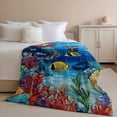 thumbnail image 2 of Throw Blanket for Couch Underwater World Soft Fleece Flannel Blankets Cozy Lightweight Blanket for Home Sofa Living Room Ocean Fish Coral Bed Throws 60" x 80", 2 of 9