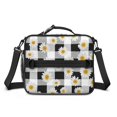 thumbnail image 2 of Daisy Pioneer Flower Gingham Pattern Insulated Lunch Bag with Shoulder Strap and Bottle Holder,Bento School Lunch Bag Box,11x9.5x3.5 Inches, 2 of 5