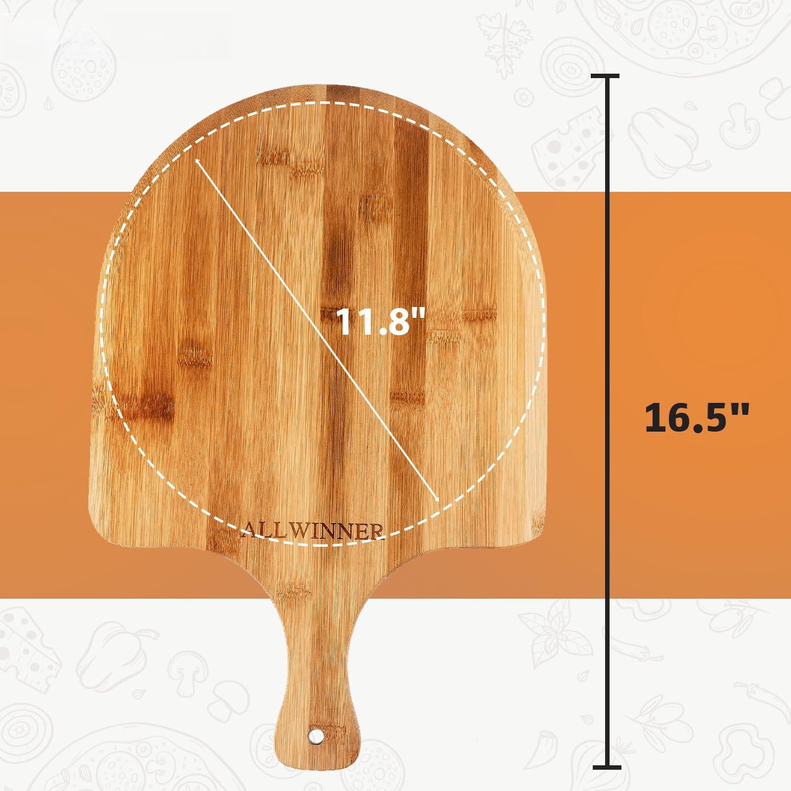 12 Inch 2 Pack Wooden Pizza Peels, Kitchen Baking Board for Bread Pie