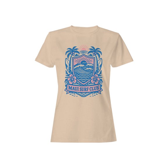Maui Surf Club Tropical Crest Women's T-shirt Off-White