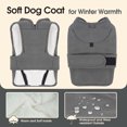 thumbnail image 4 of IDOMIK Warm Dog Coat, Canvas Dog Jacket, Reflective Fleece Pet Cold Weather Vest with Zipper Leash Hole, Gray, M, 4 of 8