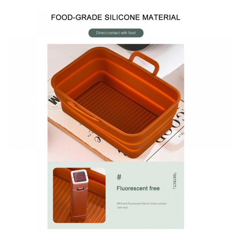 Silicone Air Fryer Liners, Upgrade Foldable Rectangular Air Fryer Silicone  Baking Trays Silicone Baskets for Air Fryer Oven and Microwave, Reusable